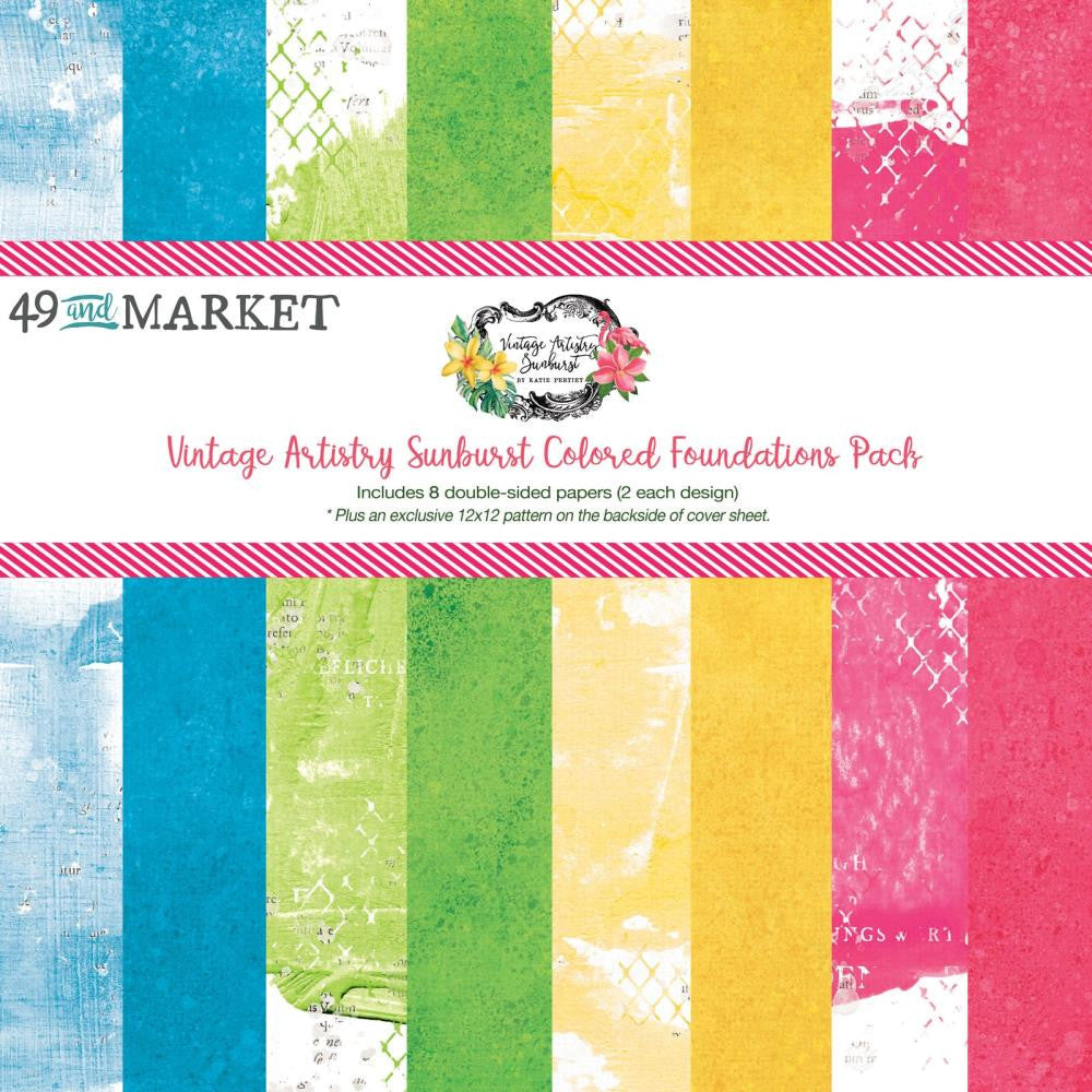 49 and Market Vintage Artistry Sunburst 12 x 12 Colored Foundation Pack